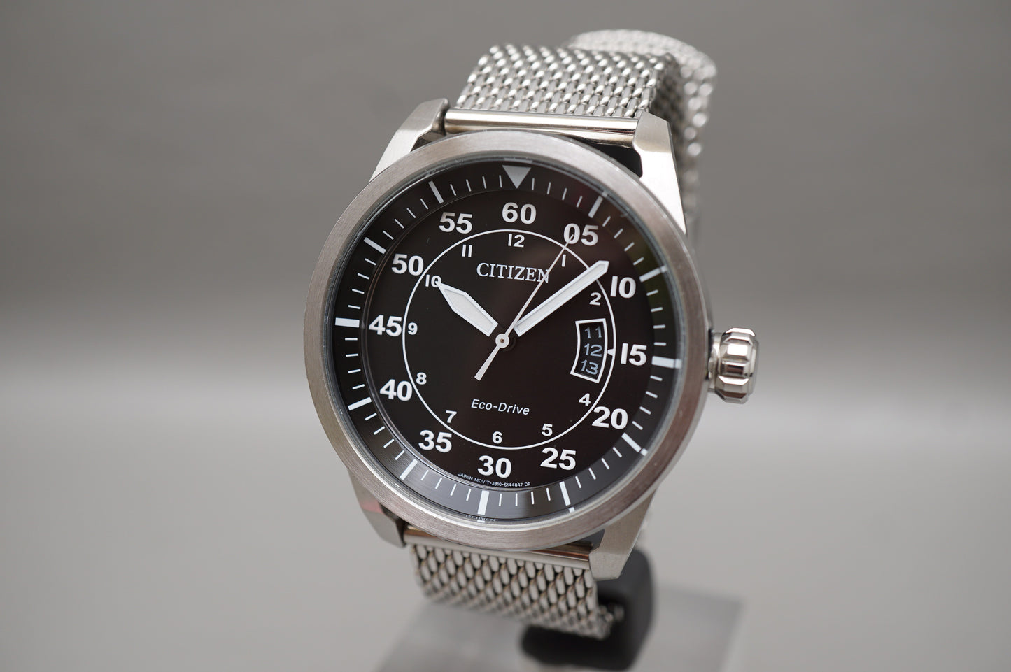 Citizen J810-S090822 Aviator Eco-Drive Stainless Steel Solar Quartz Pilots Watch
