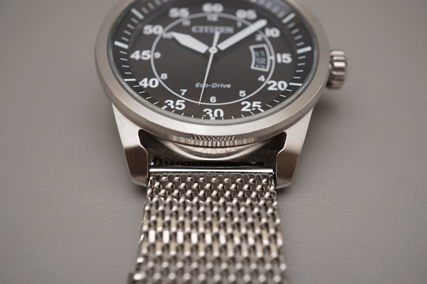 Citizen J810-S090822 Aviator Eco-Drive Stainless Steel Solar Quartz Pilots Watch