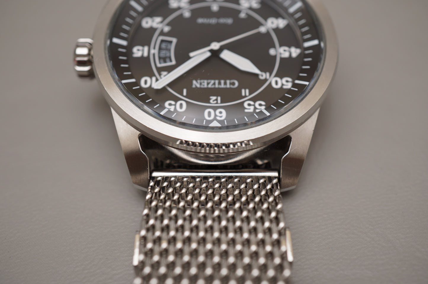 Citizen J810-S090822 Aviator Eco-Drive Stainless Steel Solar Quartz Pilots Watch