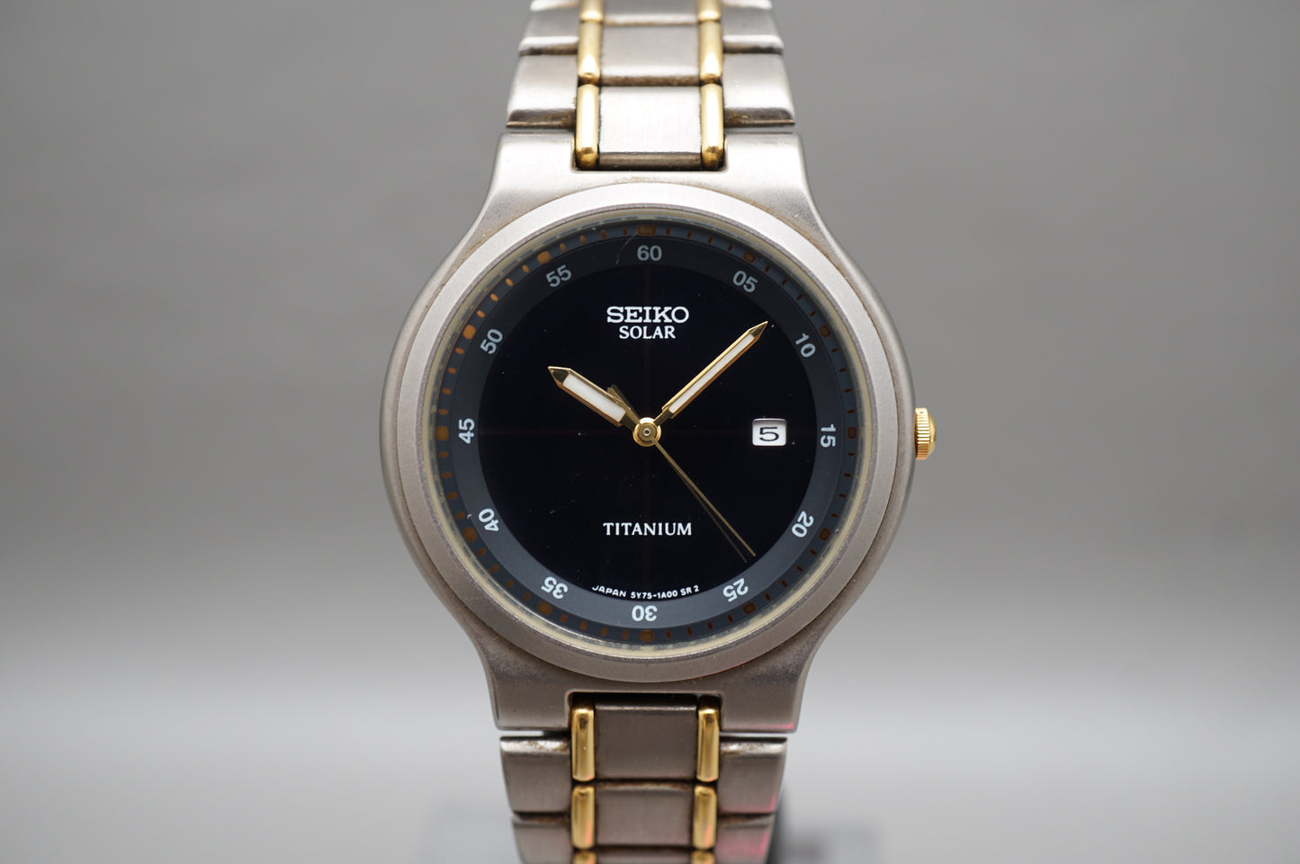 Seiko 5Y75-1A00 JDM Two Tone Titanium Solar Quartz Watch