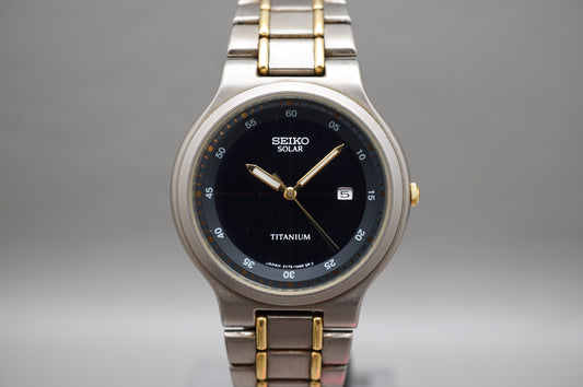 Seiko 5Y75-1A00 JDM Two Tone Titanium Solar Quartz Watch