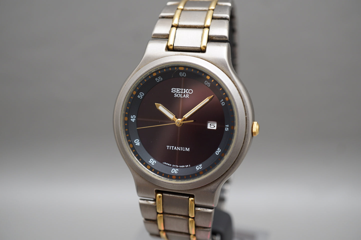 Seiko 5Y75-1A00 JDM Two Tone Titanium Solar Quartz Watch