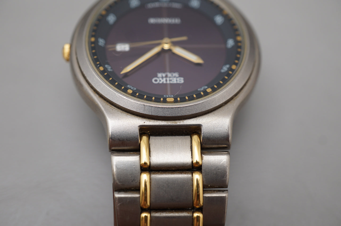 Seiko 5Y75-1A00 JDM Two Tone Titanium Solar Quartz Watch