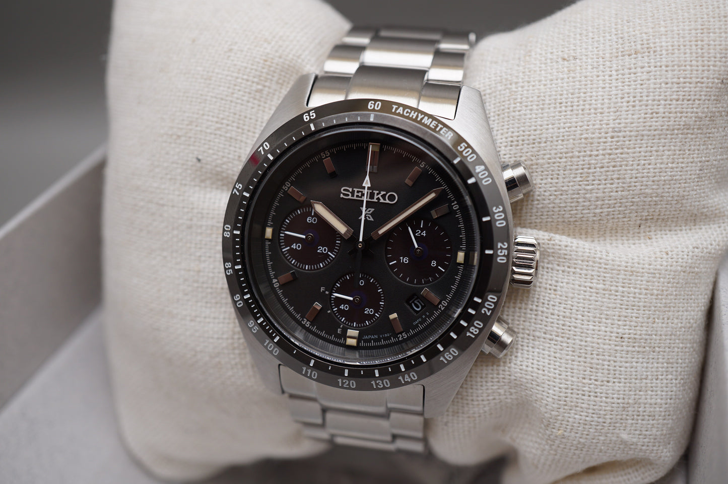 Seiko Prospex SBDL091 V192 Speedtimer Chronograph Black Dial Solar Quartz Watch