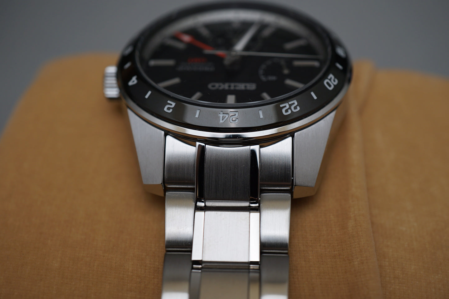 New Seiko Presage SARF005 6R64 Black Dial Sharp Edged GMT Automatic Watch