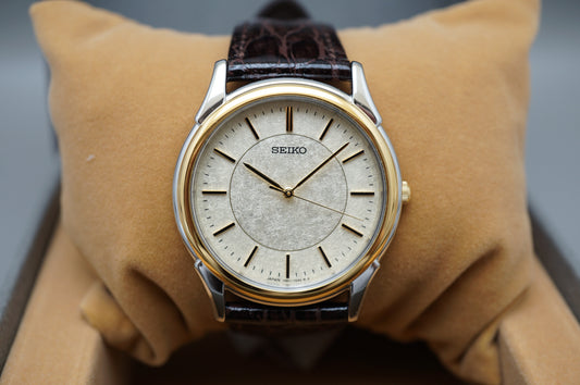 New Seiko Spirit SBTB006 7N01 Two Tone Textured Dial JDM Quartz Watch