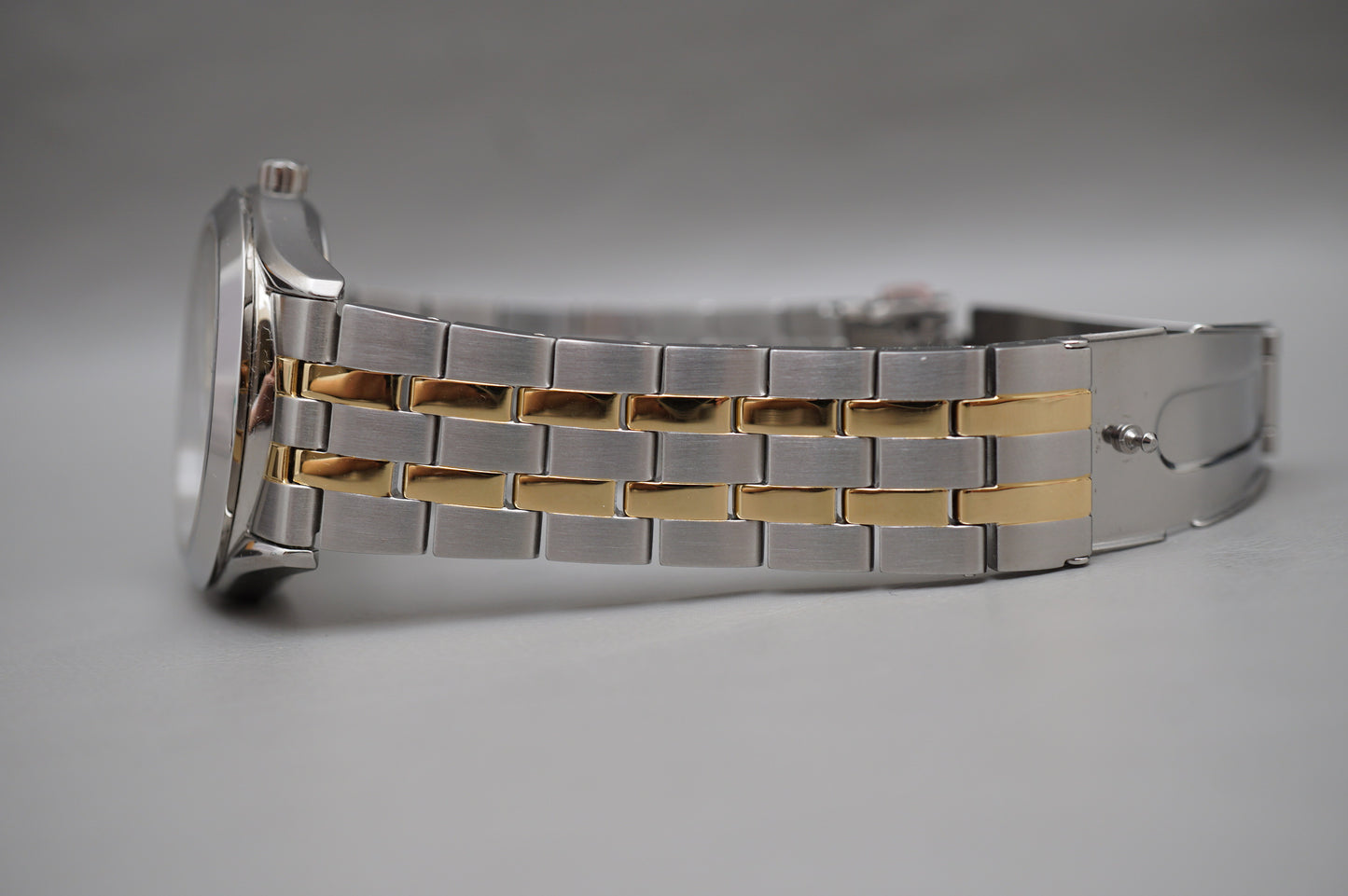 Seiko Selection SBPX085 V158 Gold Two Tone White Dial Solar Quartz Watch