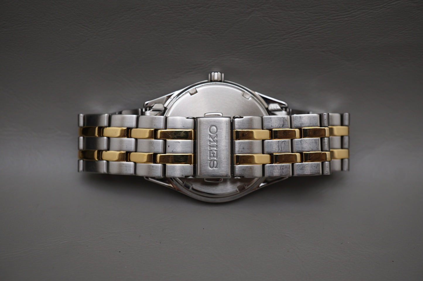 Seiko Selection SBPX085 V158 Gold Two Tone White Dial Solar Quartz Watch
