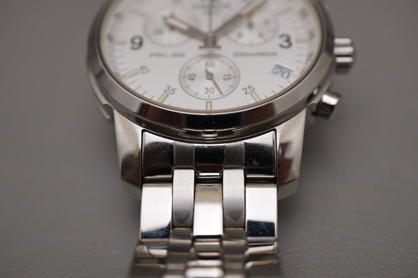 Tissot PRC 200 T461 White Silver Dial Quartz Chronograph Watch READ