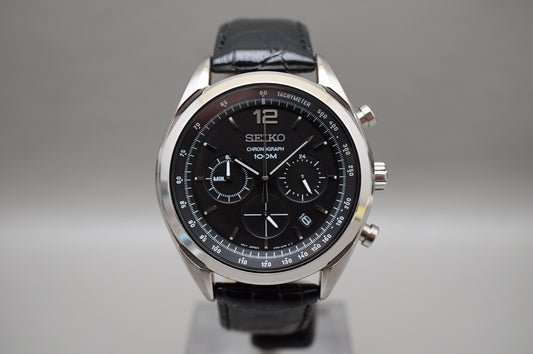 Seiko SSB097P1 8T63 Black Dial Chronograph Tachymeter Quartz Watch