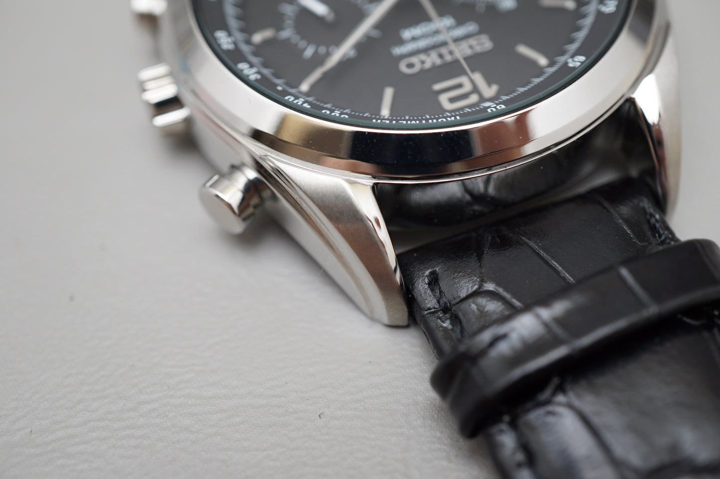 Seiko SSB097P1 8T63 Black Dial Chronograph Tachymeter Quartz Watch