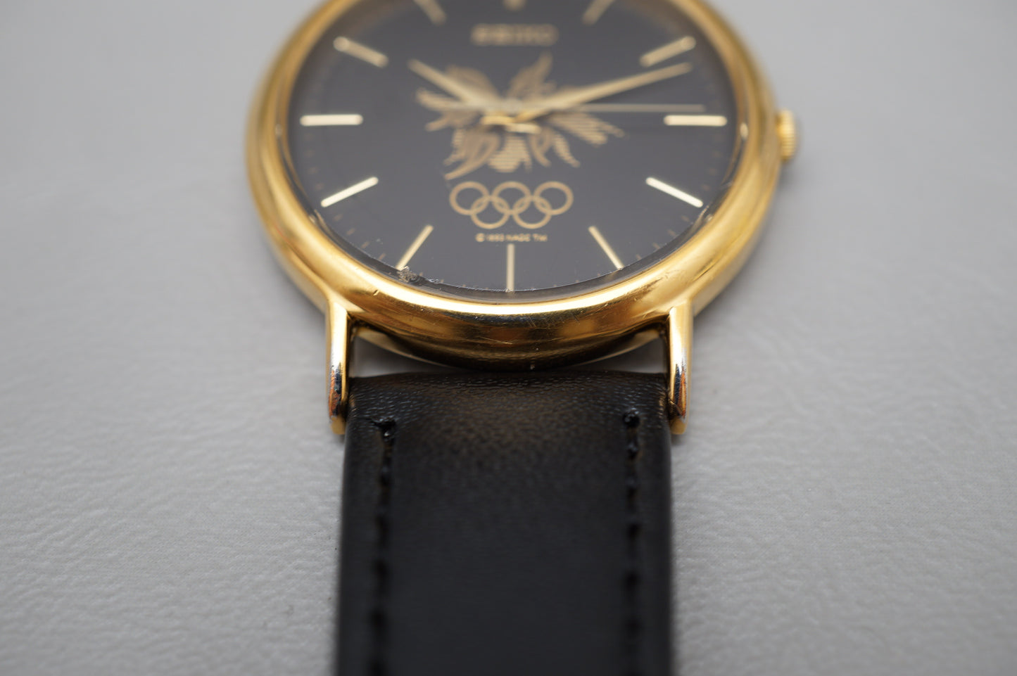 Vintage Seiko 7N21-8A00 Black Gold Tone 1998 Nagano Olympics Quartz Watch
