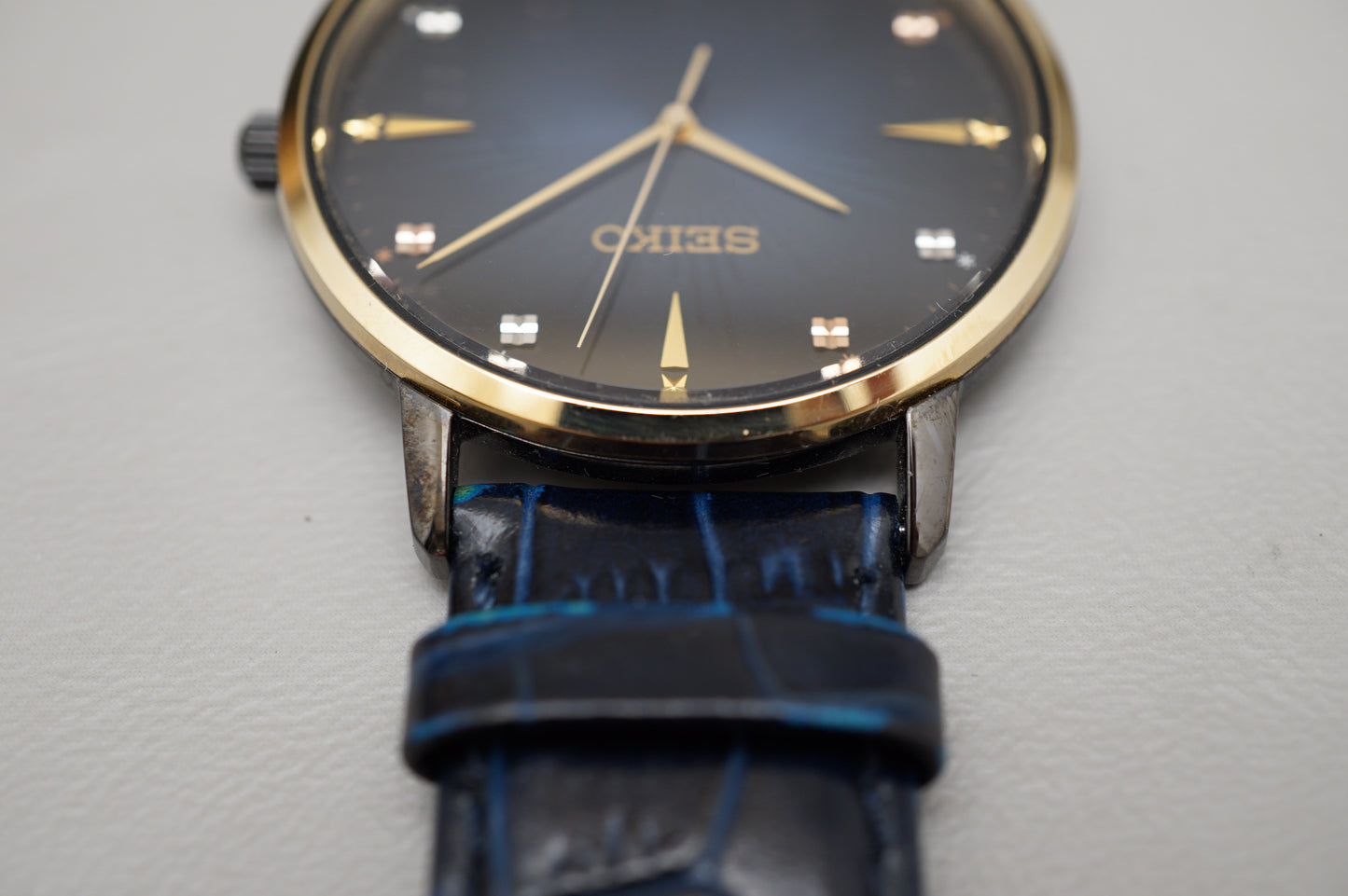 Seiko Selection SCXP132 7N01 Gold Feather Reissue Limited Blue Quartz Watch