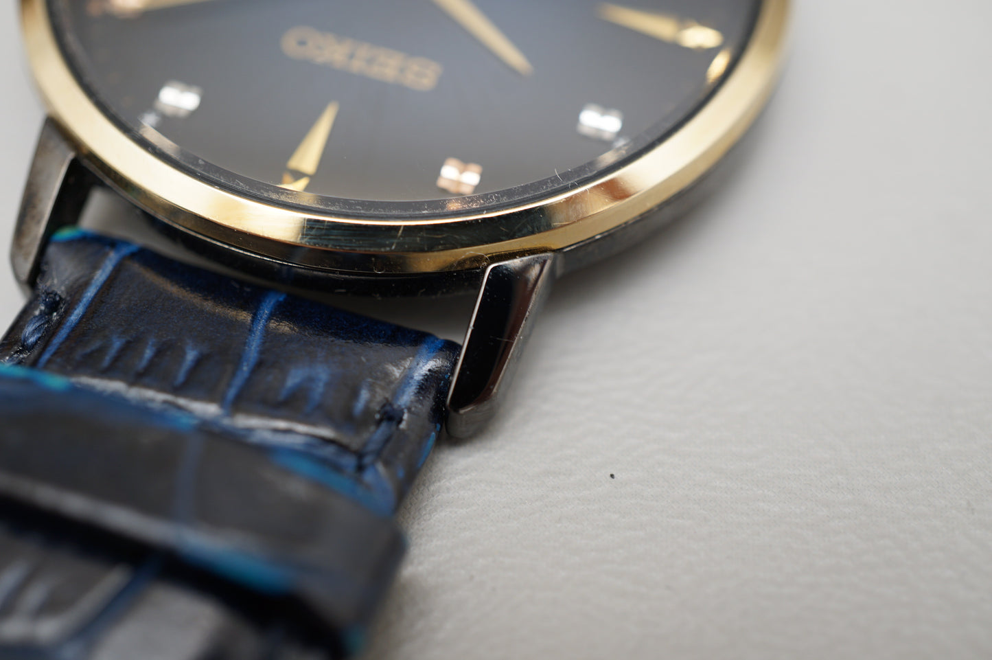 Seiko Selection SCXP132 7N01 Gold Feather Reissue Limited Blue Quartz Watch