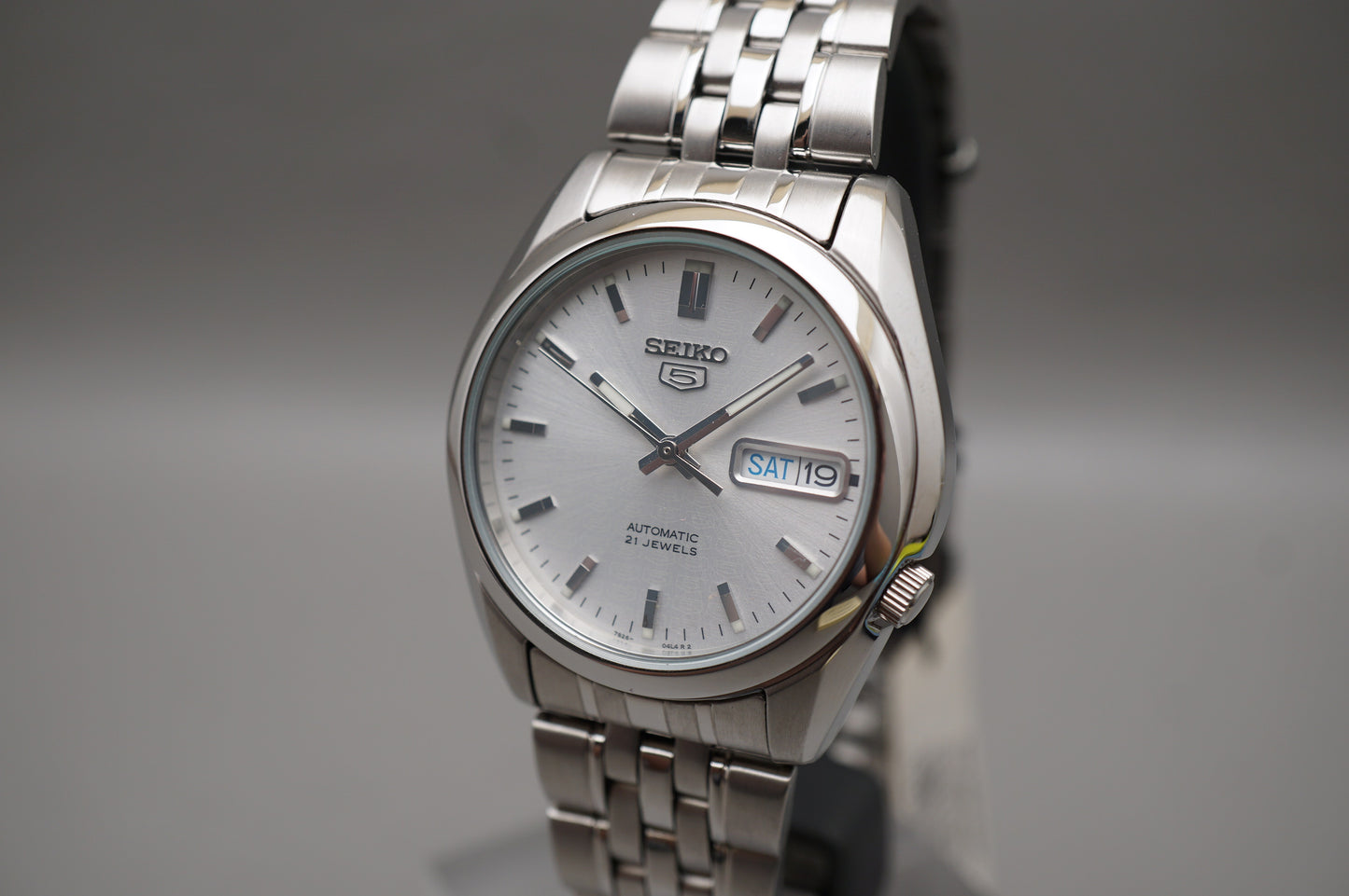 Seiko 5 SNK355K1 7S26 Silver 5 Motif Dial Automatic Watch