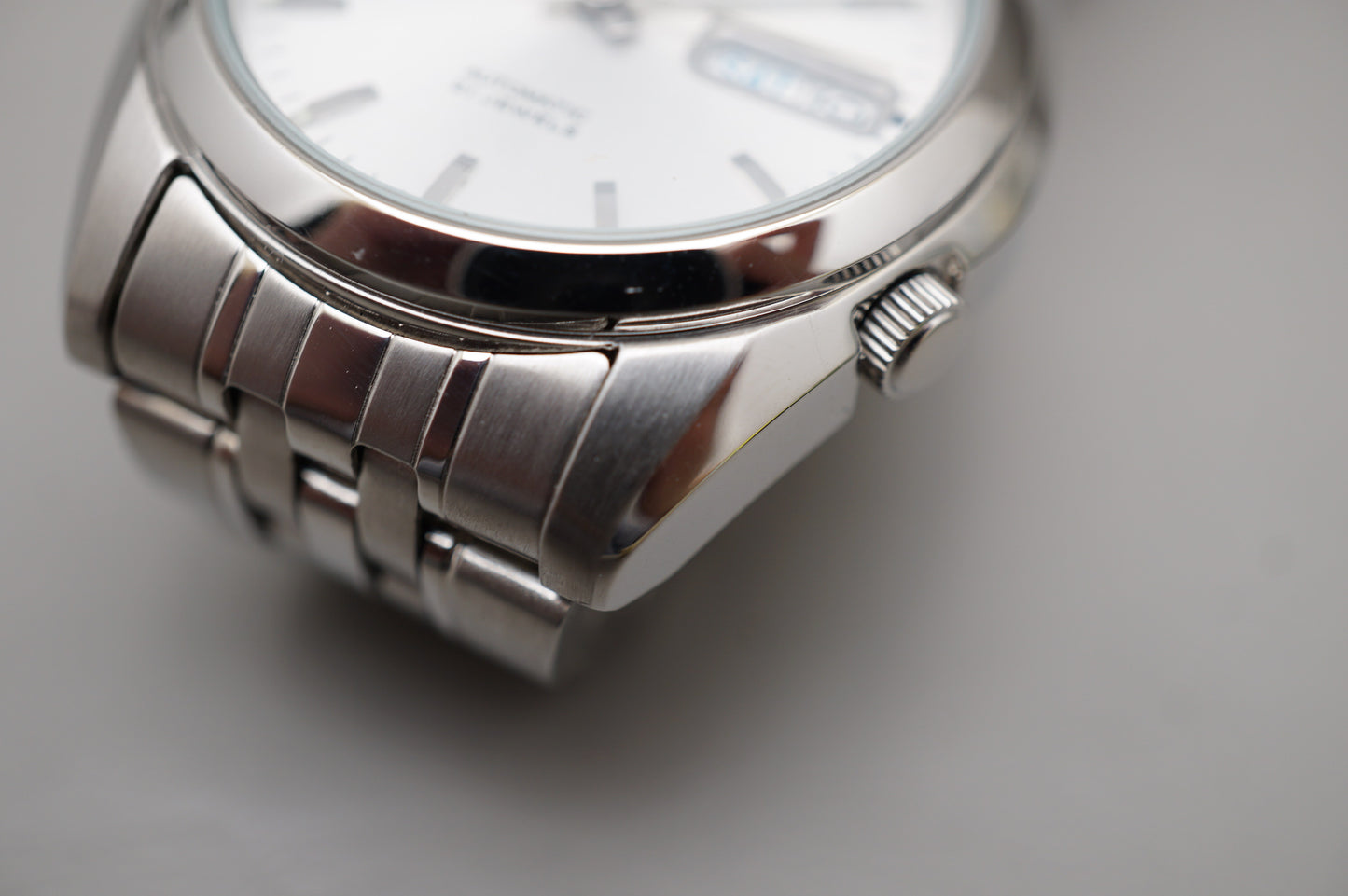 Seiko 5 SNK355K1 7S26 Silver 5 Motif Dial Automatic Watch