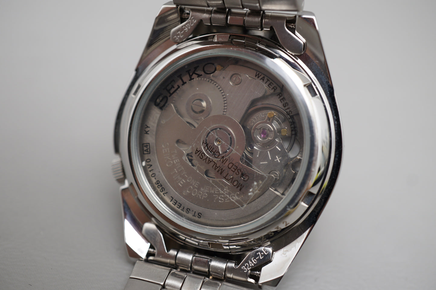 Seiko 5 SNK355K1 7S26 Silver 5 Motif Dial Automatic Watch