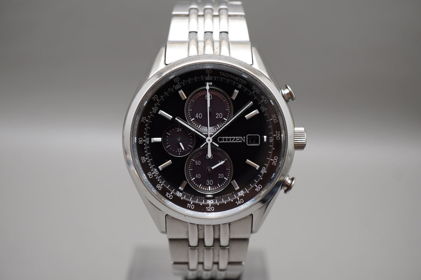 Citizen Eco-Drive B612-S114837 Tachymeter Solar Quartz Chronograph Black Watch