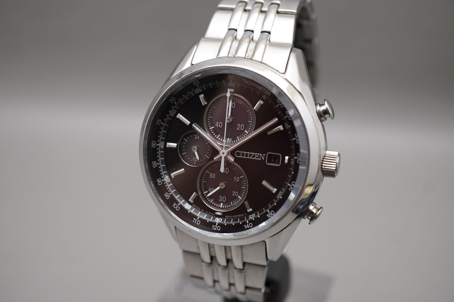 Citizen Eco-Drive B612-S114837 Tachymeter Solar Quartz Chronograph Black Watch