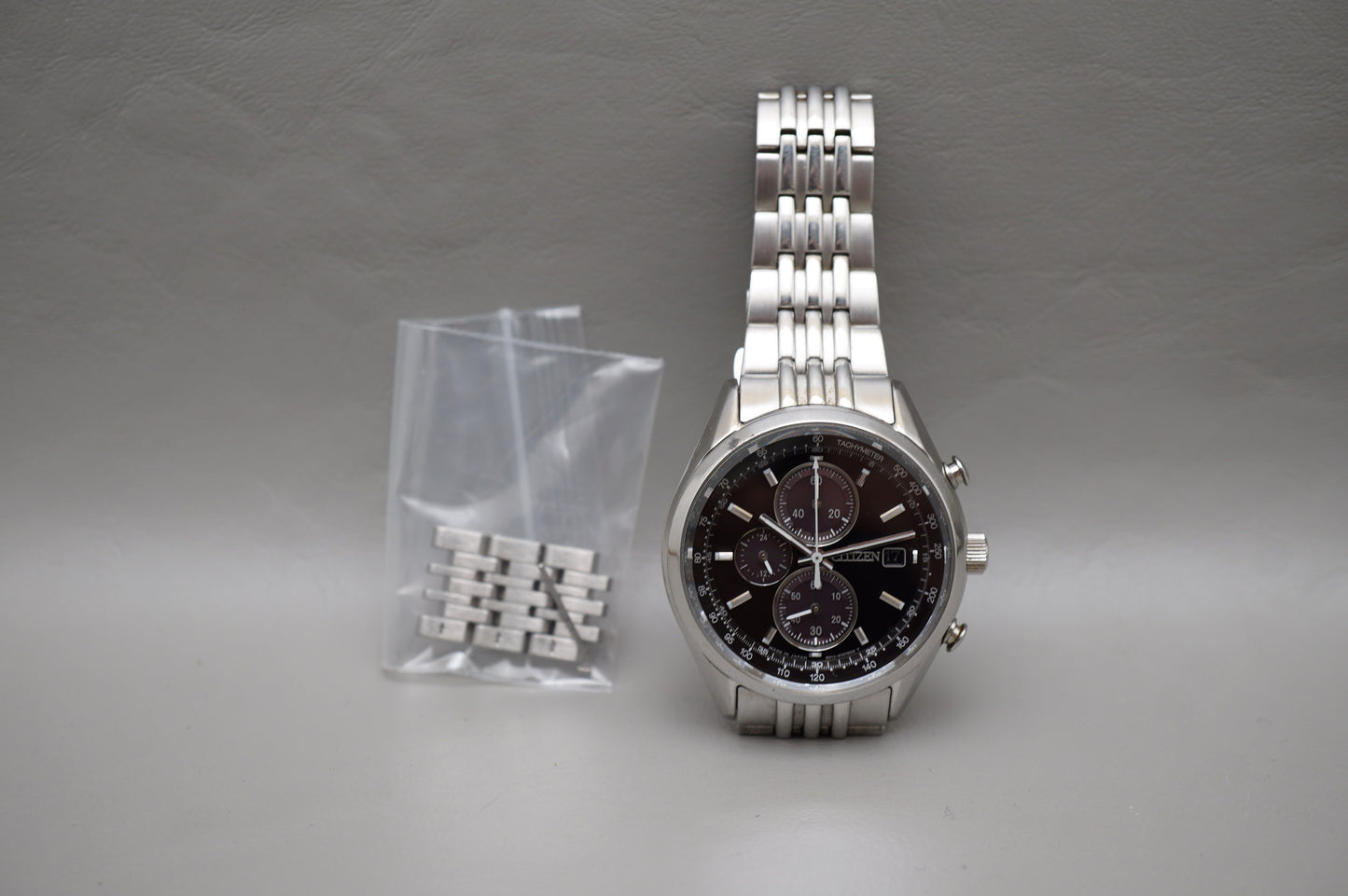 Citizen Eco-Drive B612-S114837 Tachymeter Solar Quartz Chronograph Black Watch