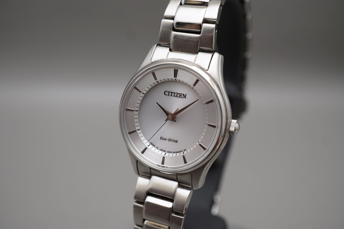 Citizen Eco-Drive E031-S103746 Silver Dial Ladies Solar Quartz Watch Japan Made