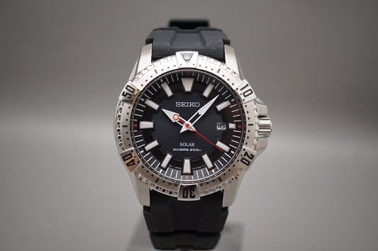 Seiko SNE293P2 V157 Black Dial Divers 200M Solar Quartz Watch