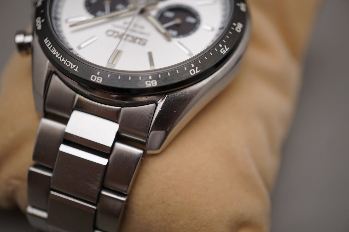 Seiko Selection SBPY165 V175 Solar Chronograph Panda White Dial Quartz Watch