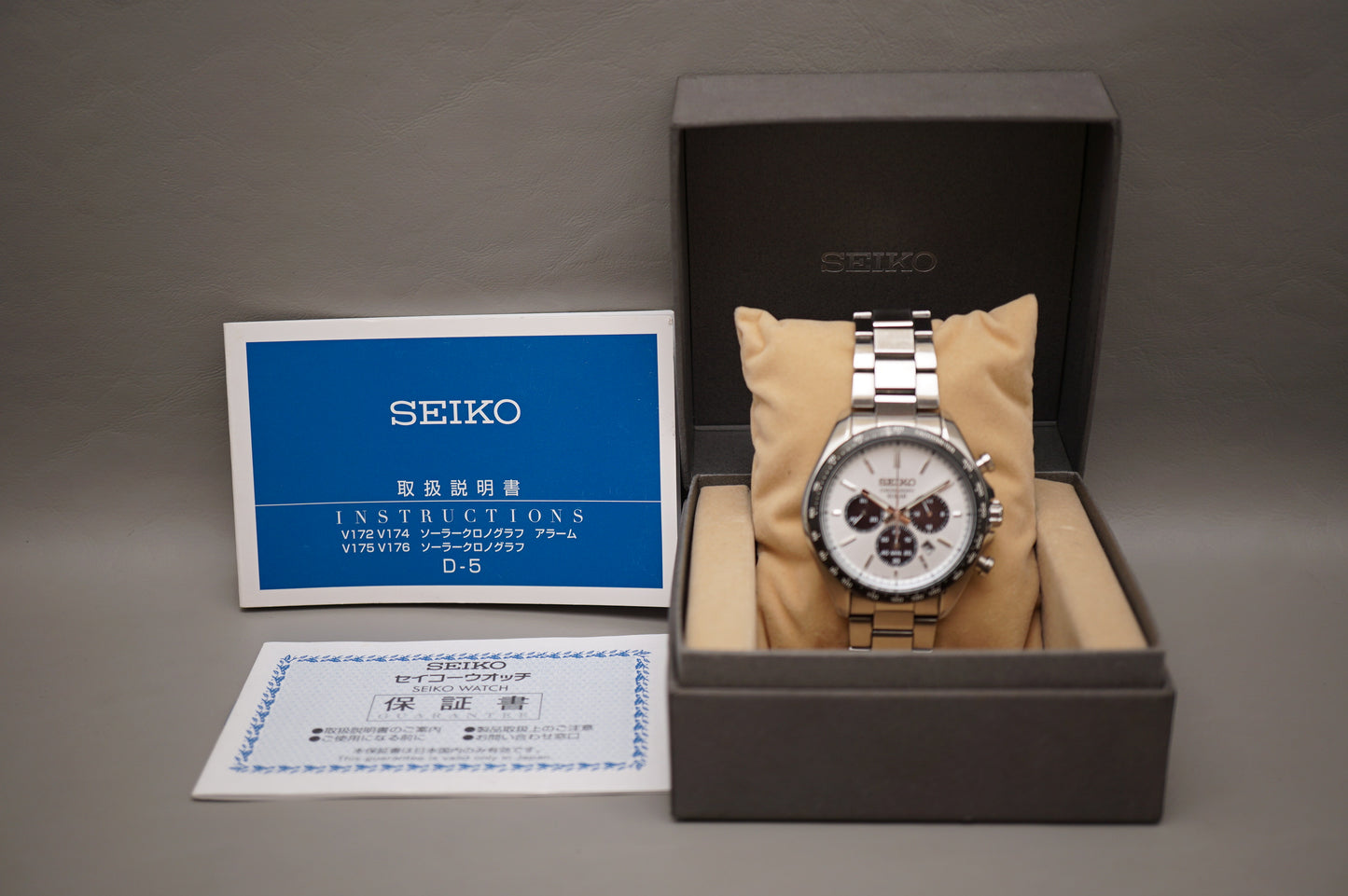 Seiko Selection SBPY165 V175 Solar Chronograph Panda White Dial Quartz Watch