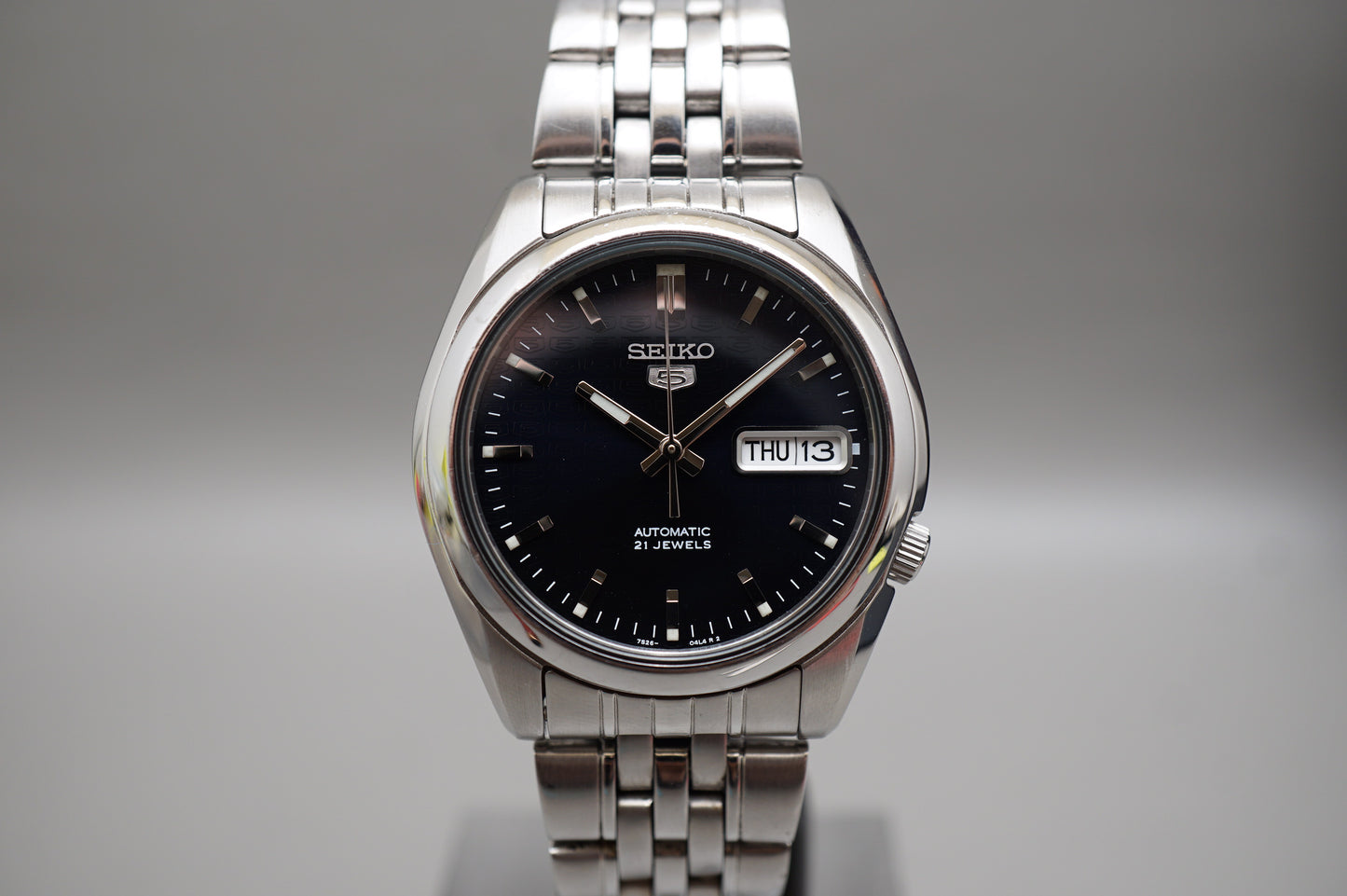 Seiko 5 SNK357K1 7S26 Dark Blue 5 Motif Dial Automatic Watch READ