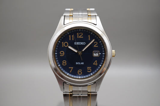Seiko Spirit SBPN057 V145 Blue Dial Two Tone Solar Quartz Watch
