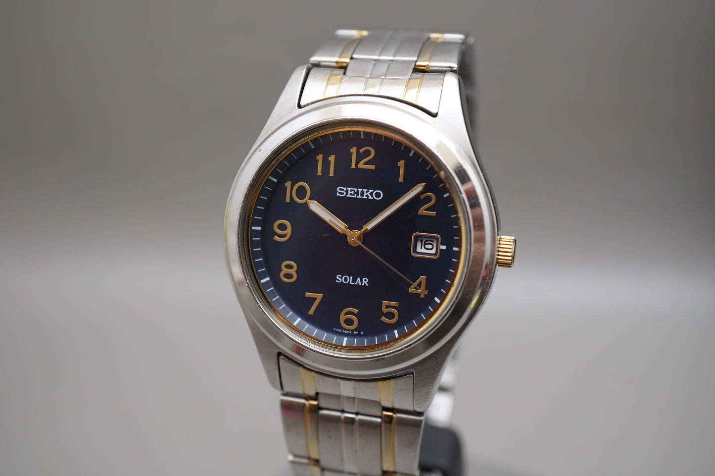 Seiko Spirit SBPN057 V145 Blue Dial Two Tone Solar Quartz Watch