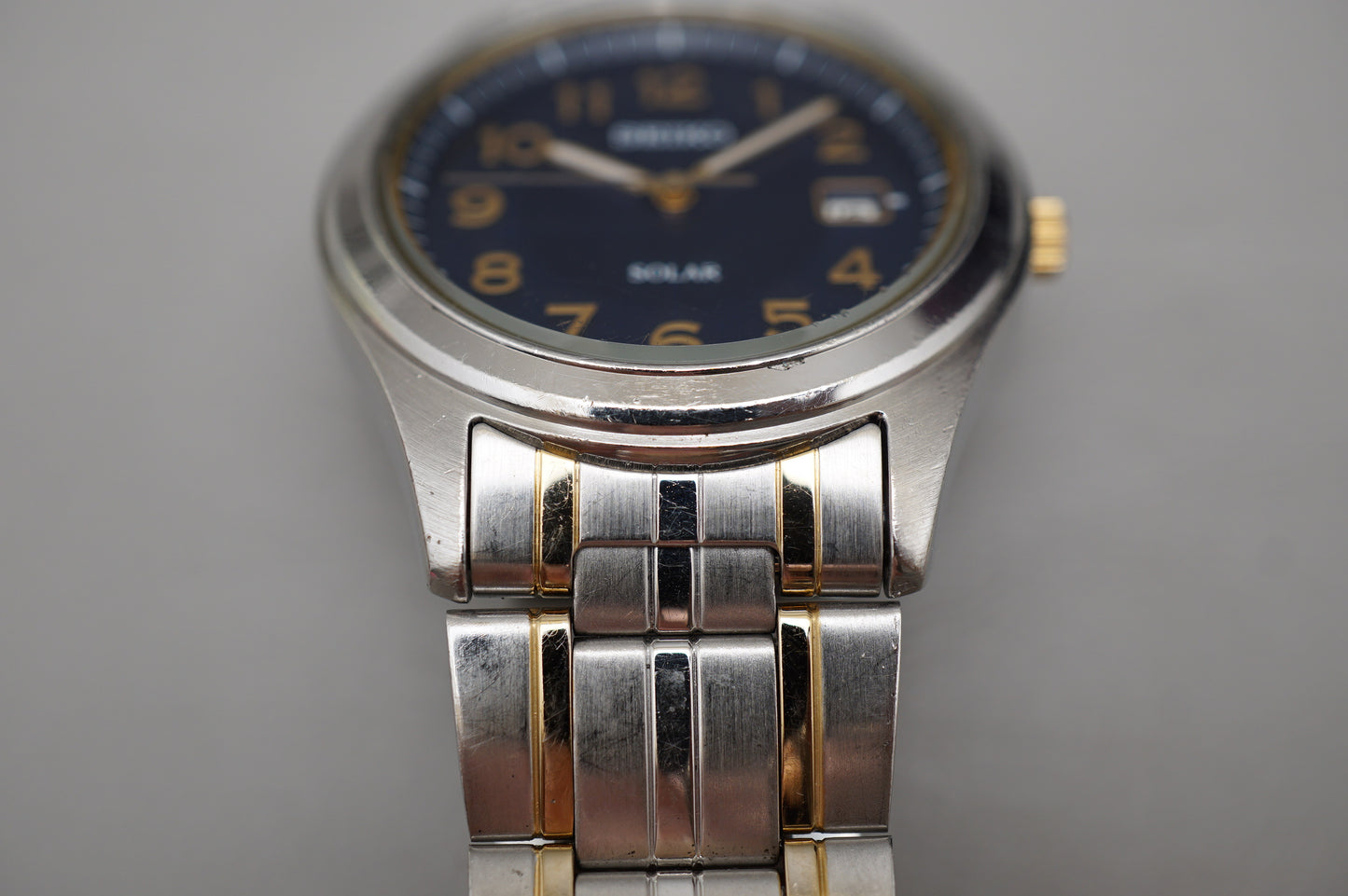 Seiko Spirit SBPN057 V145 Blue Dial Two Tone Solar Quartz Watch