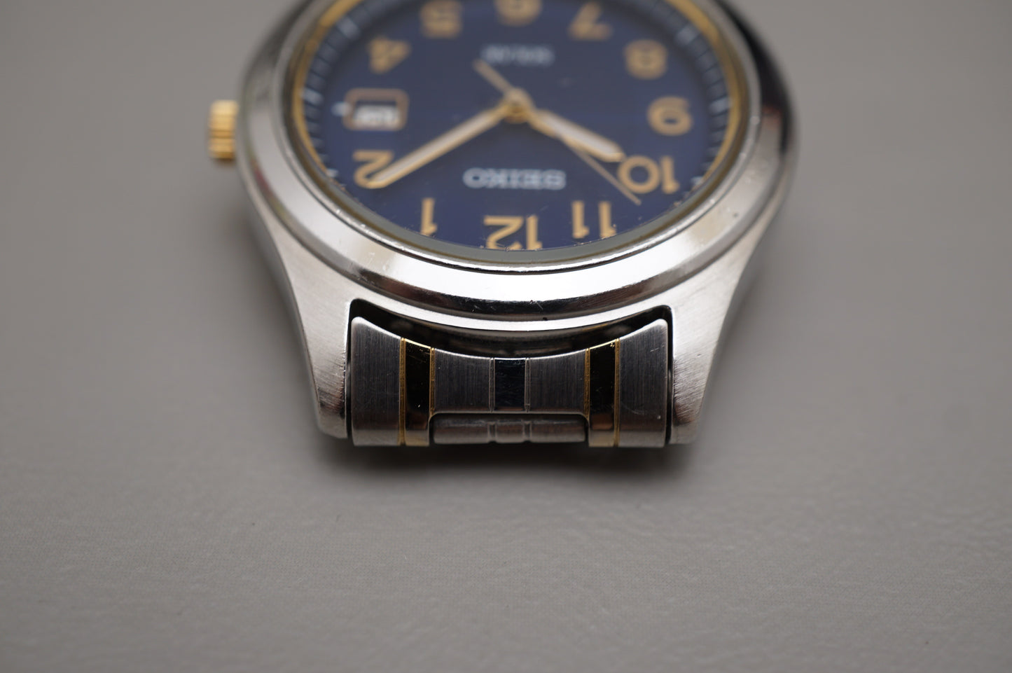 Seiko Spirit SBPN057 V145 Blue Dial Two Tone Solar Quartz Watch