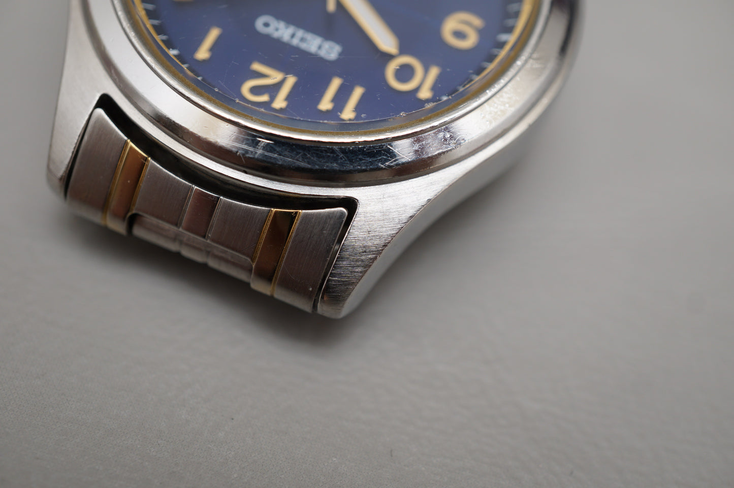Seiko Spirit SBPN057 V145 Blue Dial Two Tone Solar Quartz Watch