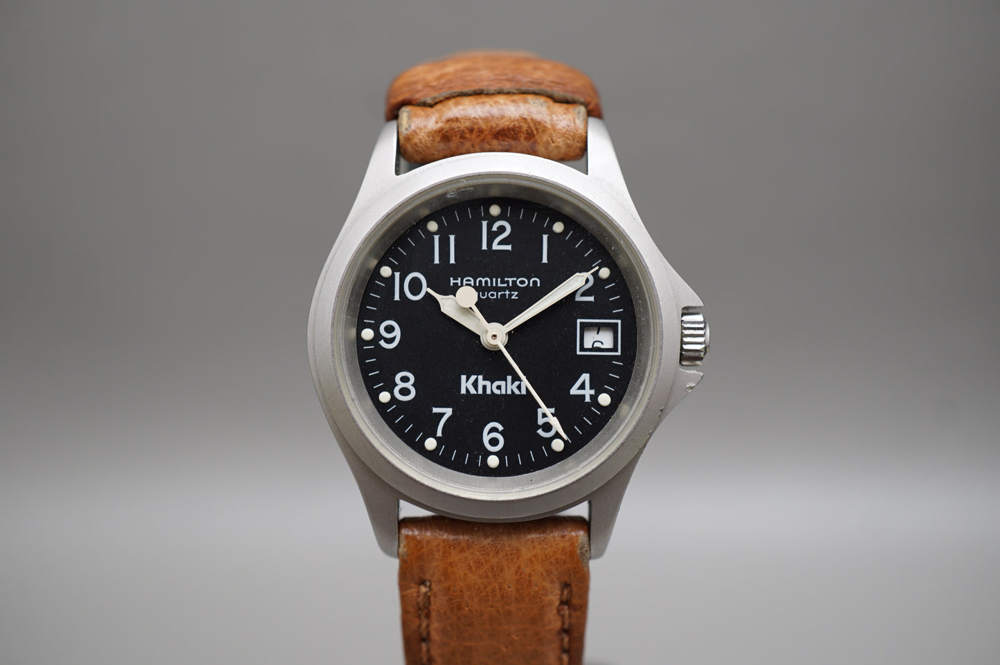 Vintage Hamilton Khaki 9771 Field Black Dial Ladies Quartz Watch Datewheel Issue