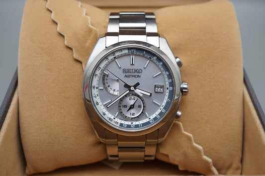 Seiko Astron SBXY009 8B63 Silver Dial JDM Titanium Radio Wave Solar Quartz Watch