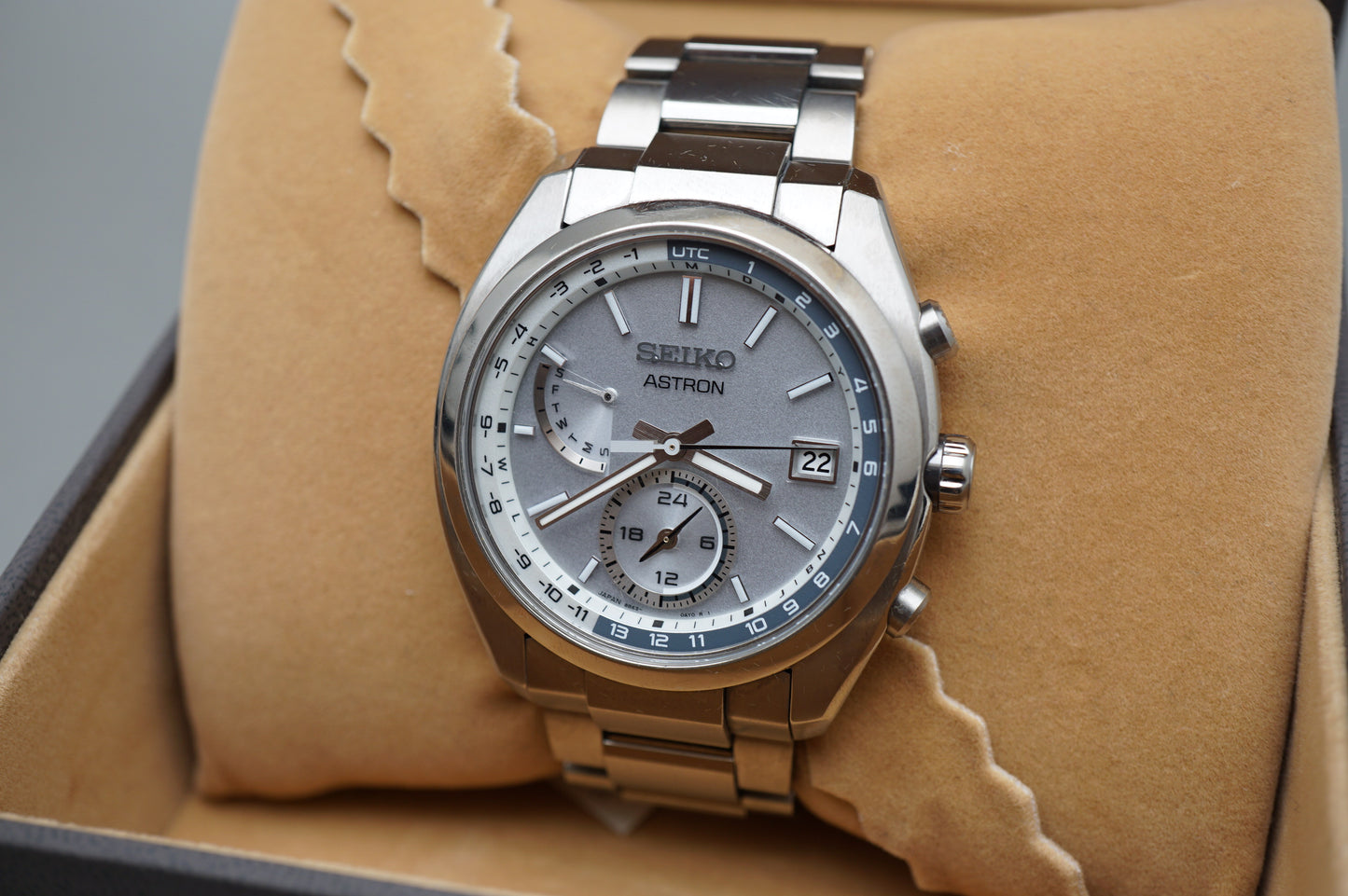 Seiko Astron SBXY009 8B63 Silver Dial JDM Titanium Radio Wave Solar Quartz Watch