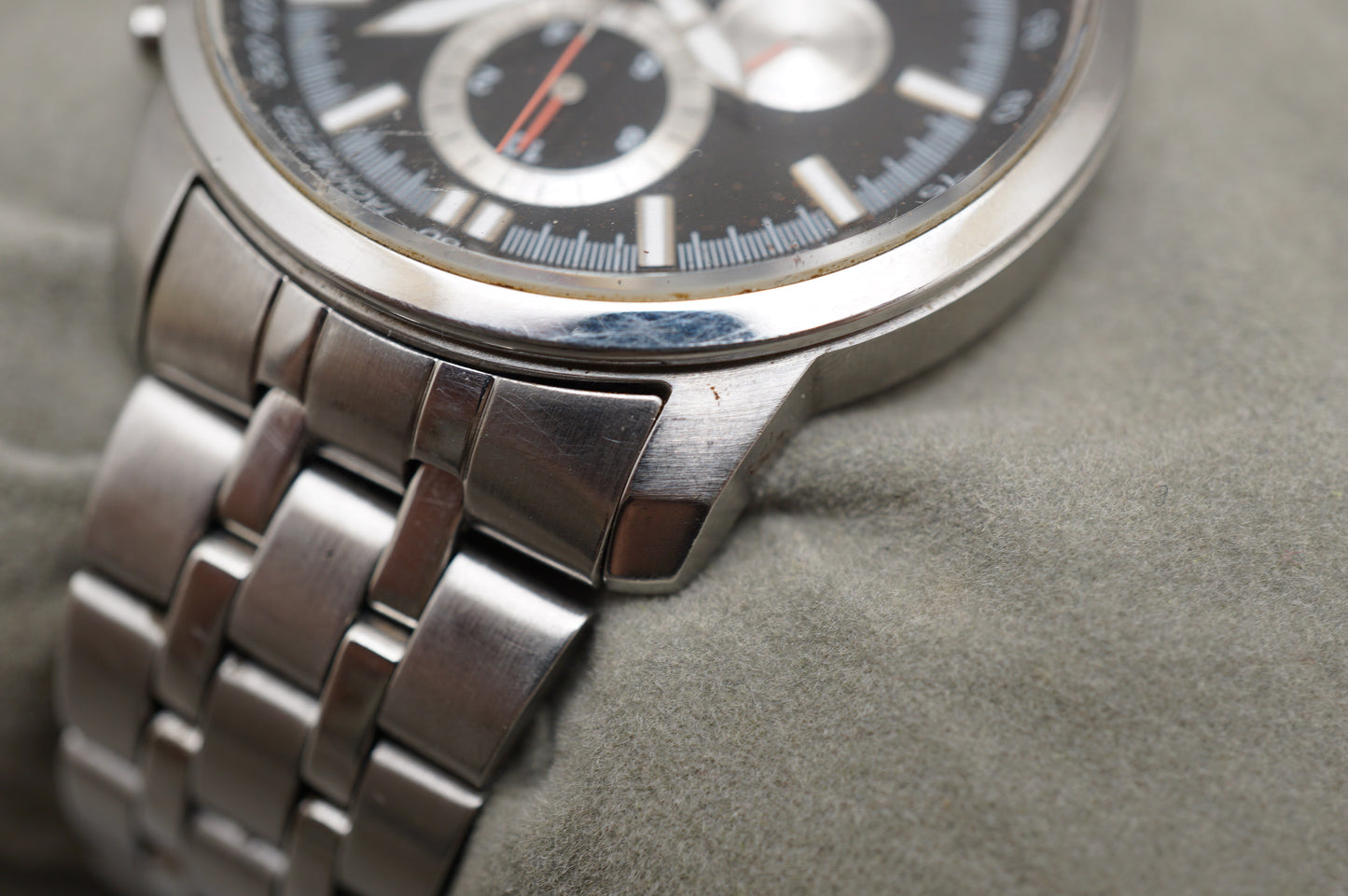 Orient TT0P-C3-B Black Silver Dial Quartz Chronograph Watch READ