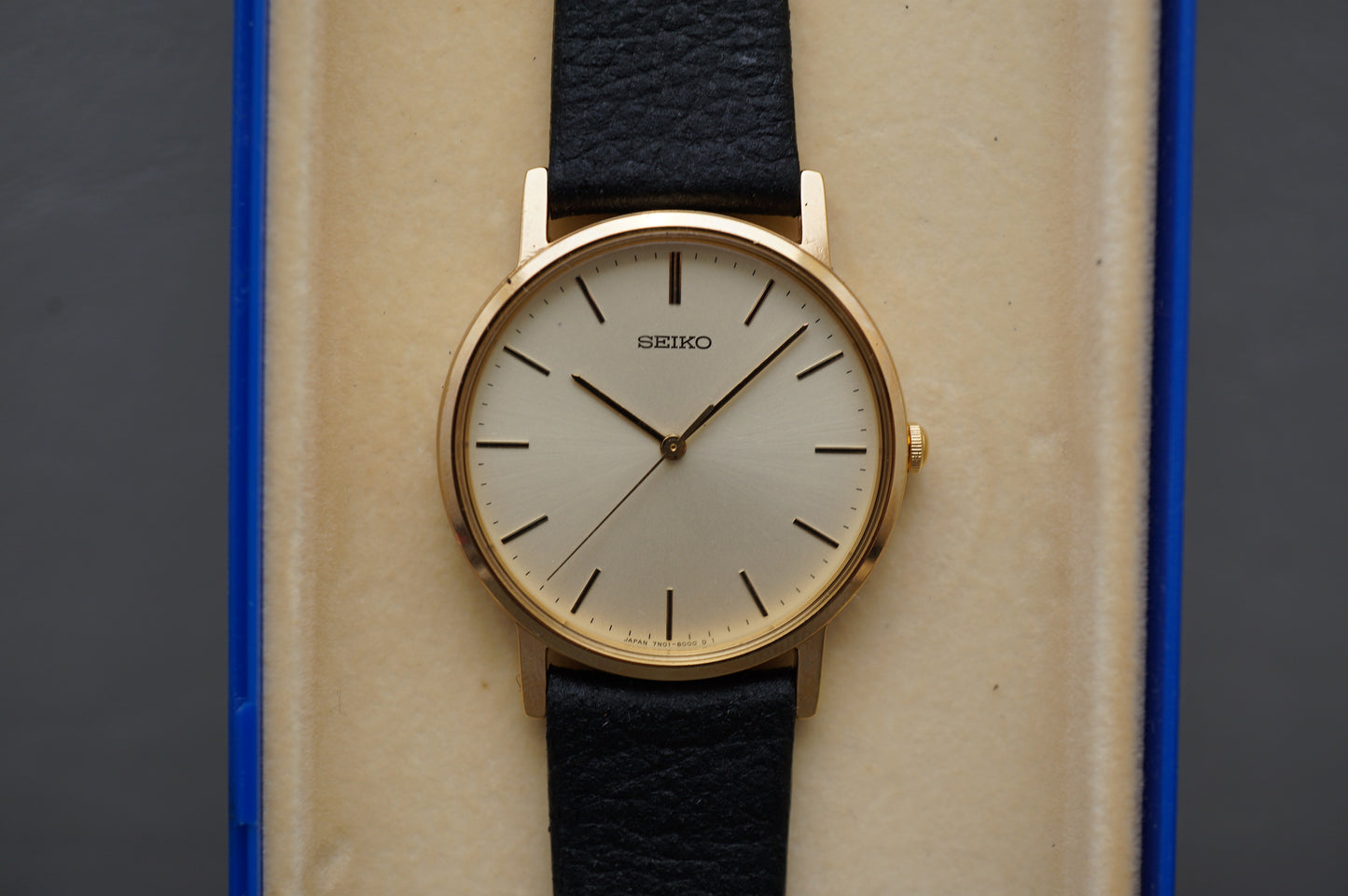 Vintage 1992 Seiko 7N01-8000 Gold Tone Champagne Dial Quartz Watch