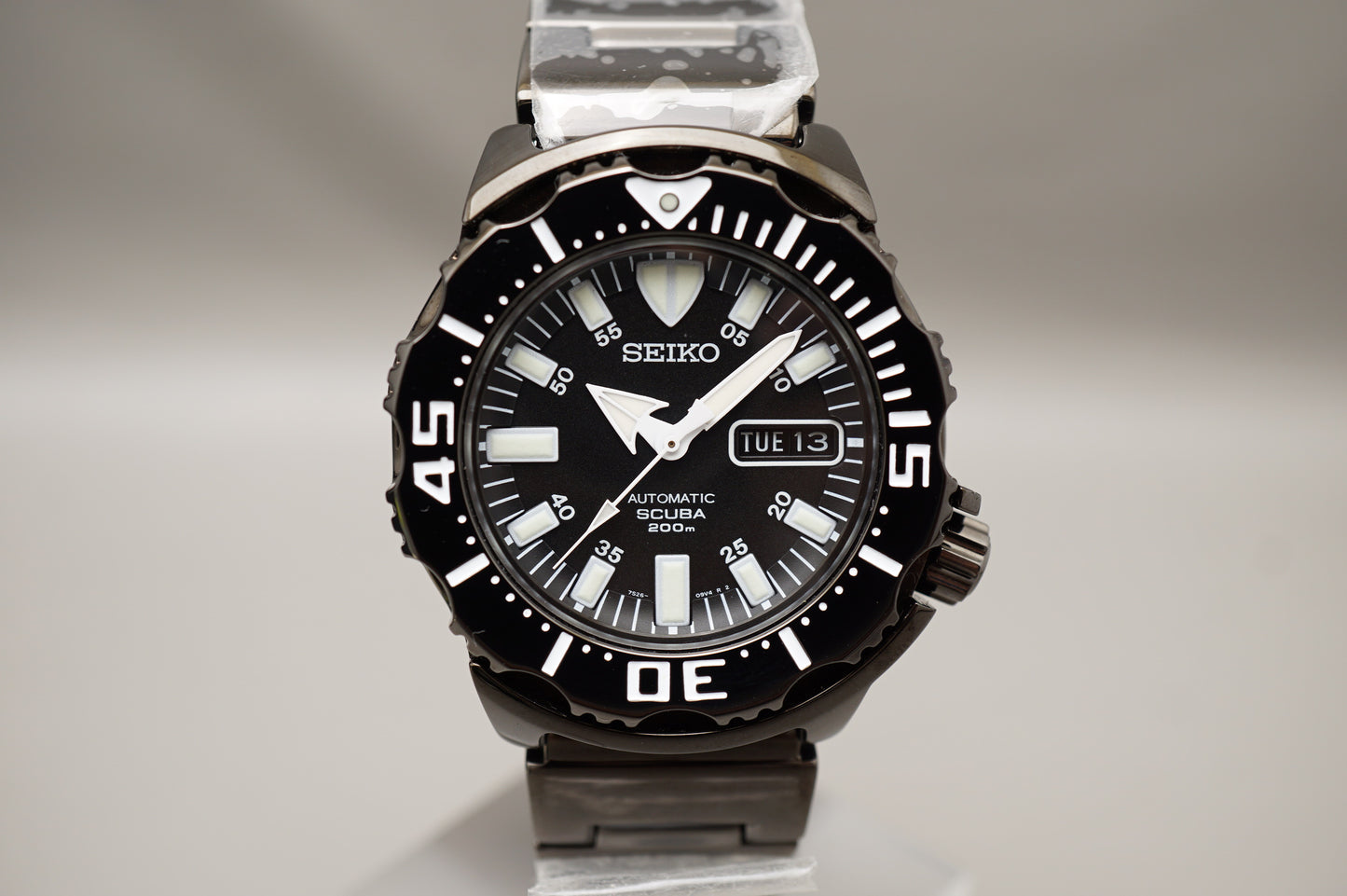 NOS Seiko SZEN002 7S26-03G0 Night Monster Black Ion Plated Automatic Watch