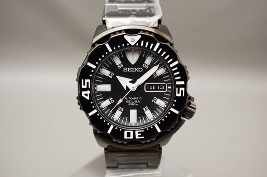NOS Seiko SZEN002 7S26-03G0 Night Monster Black Ion Plated Automatic Watch