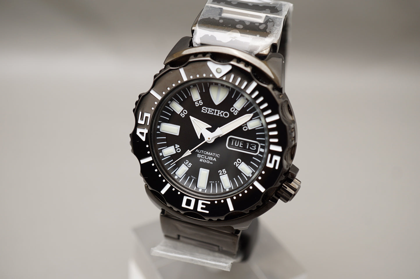 NOS Seiko SZEN002 7S26-03G0 Night Monster Black Ion Plated Automatic Watch