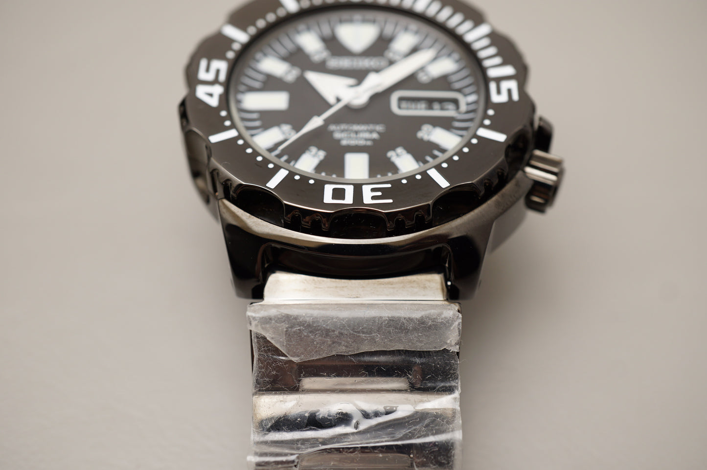 NOS Seiko SZEN002 7S26-03G0 Night Monster Black Ion Plated Automatic Watch