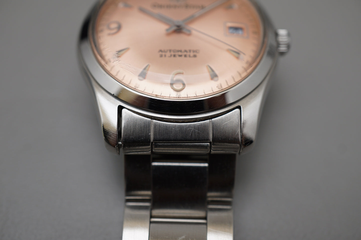 Vintage Orient Star 597302-70 Salmon Explorer Style Dial Automatic Watch