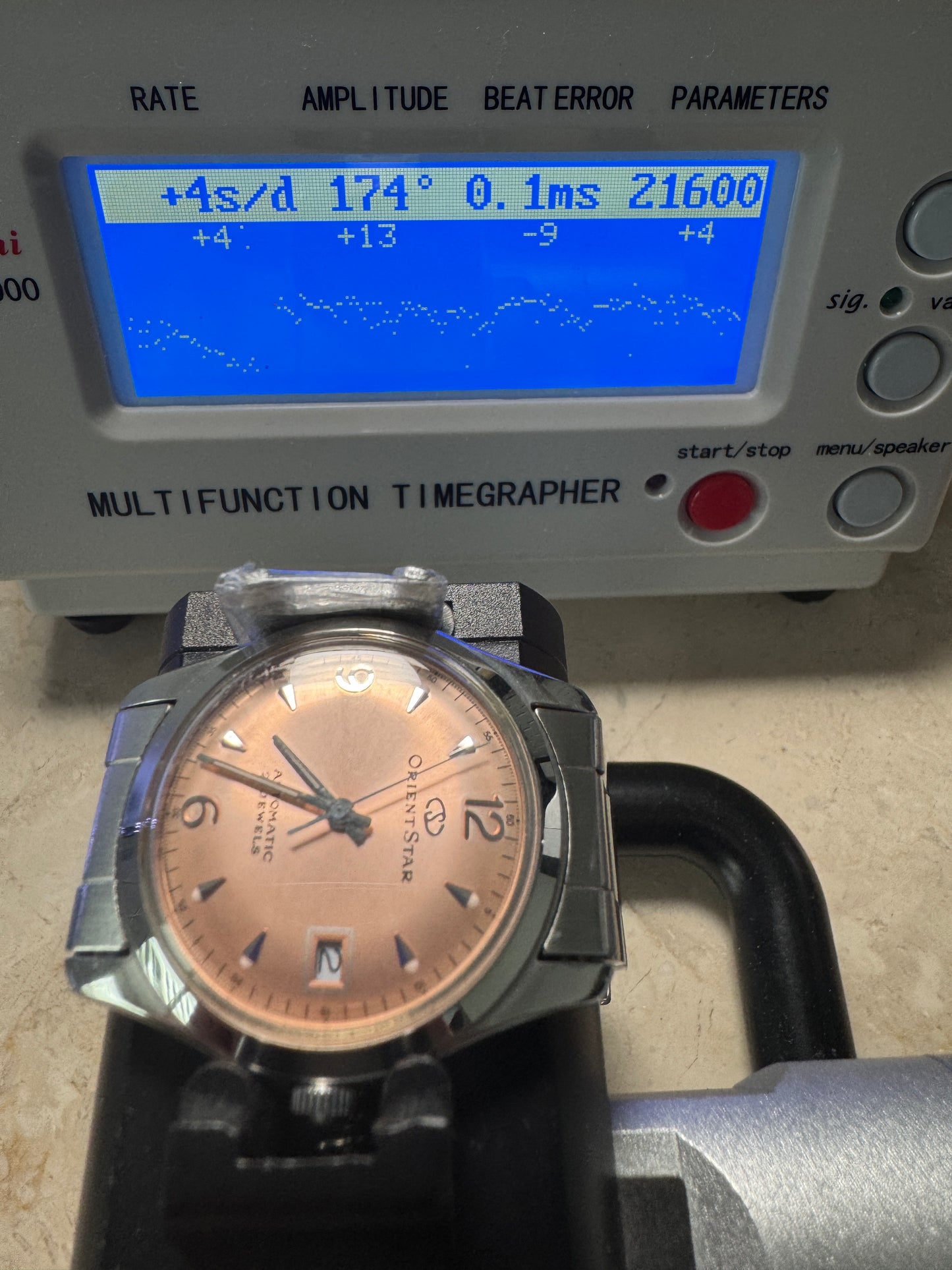 Vintage Orient Star 597302-70 Salmon Explorer Style Dial Automatic Watch