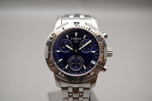 Tissot 1853 T362/462 Prs 200 Blue Dial Chronograph Quartz Watch READ