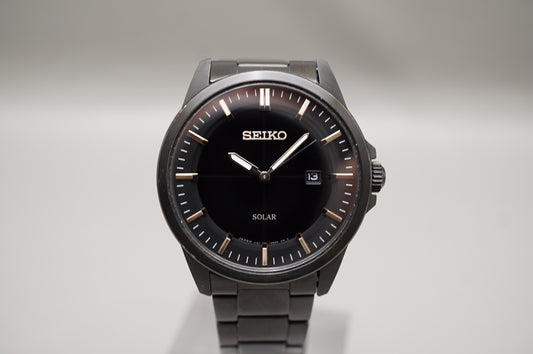 Seiko V147-0AV0 Black Tone PVD Solar Quartz JDM Watch
