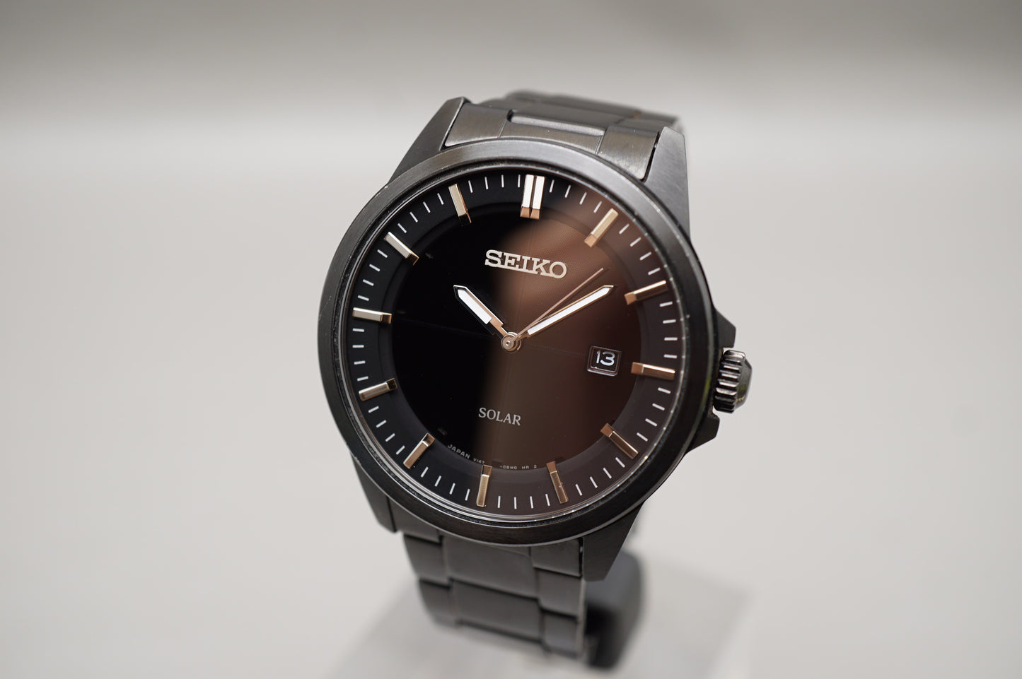 Seiko V147-0AV0 Black Tone PVD Solar Quartz JDM Watch