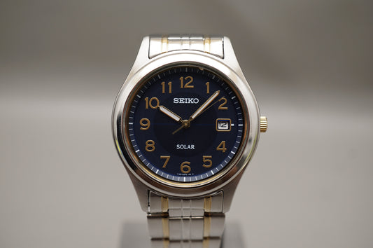 Seiko Spirit SBPN057 V145 Blue Dial Two Tone Solar Quartz Watch