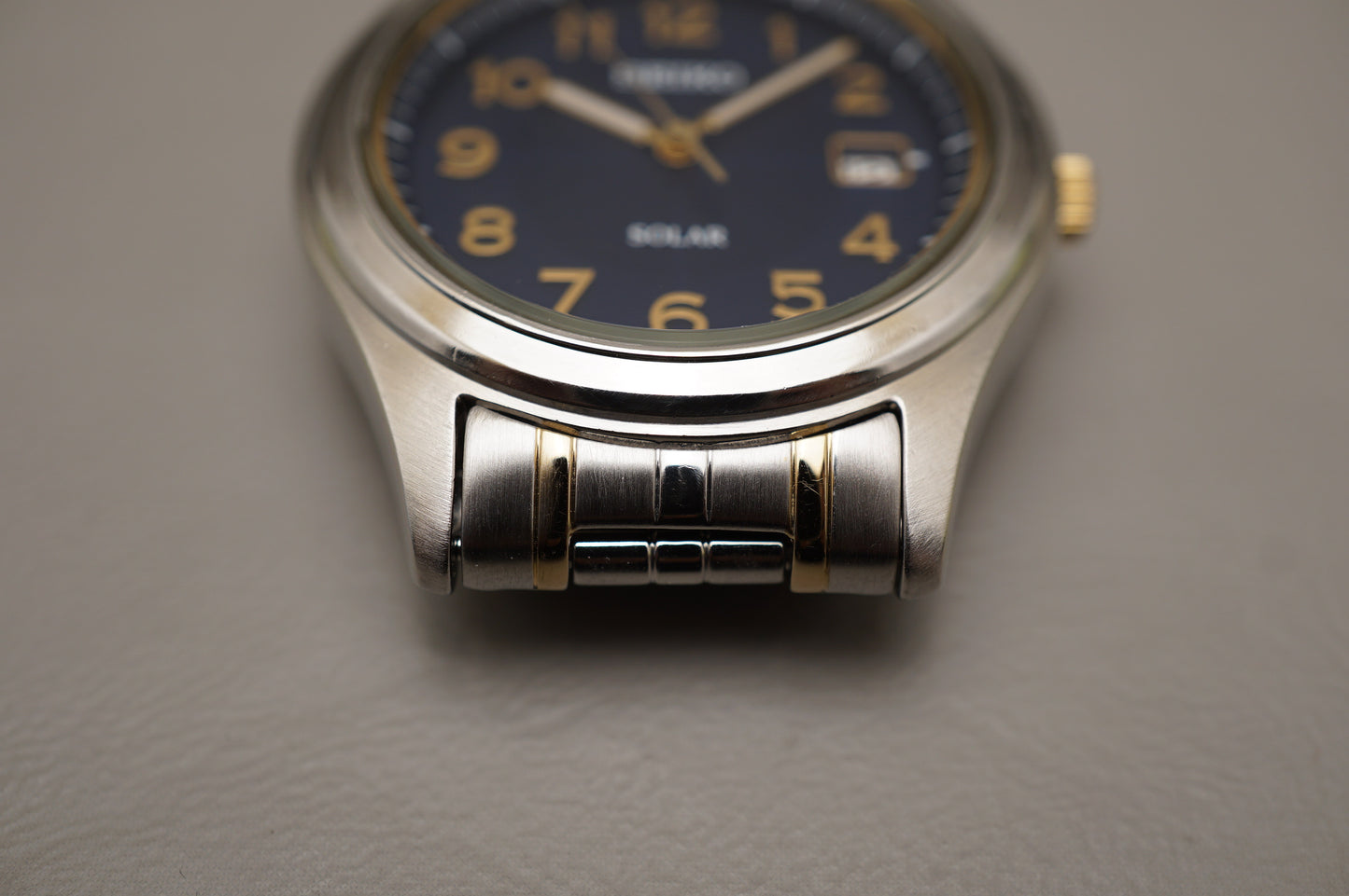 Seiko Spirit SBPN057 V145 Blue Dial Two Tone Solar Quartz Watch